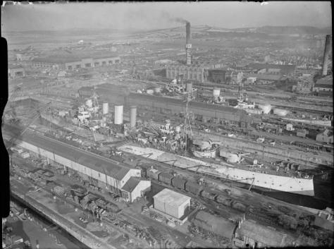 Bassins de la base navale de Rosyth durant le second conflit mondial